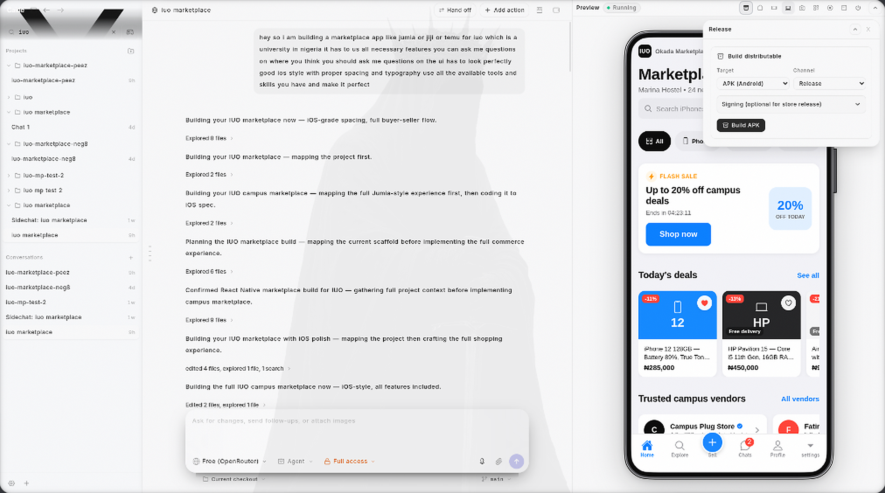 Caide Autonomous Studio: Real-time agent turn loop, prompt engineering, and live DeviceLab mobile preview